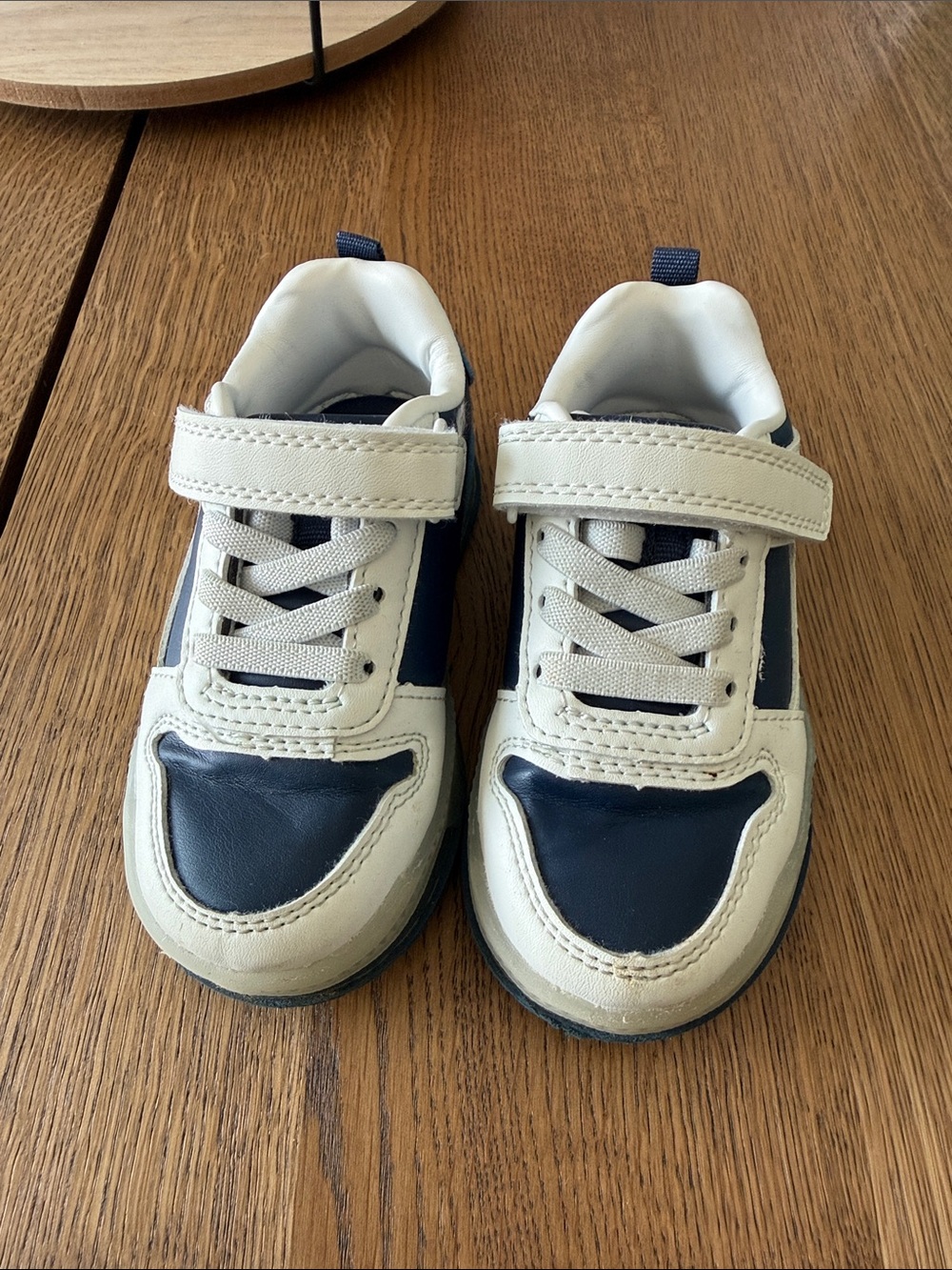 Kids Navy and White Casual Sneakers - Slip On, Velcro Closure